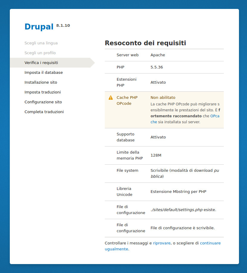 Come installare Drupal 8: verifica requisiti minimi